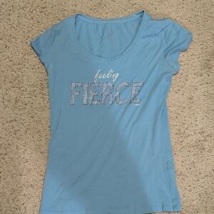 New York & Company Light Blue 'Feeling Fierce' Tee